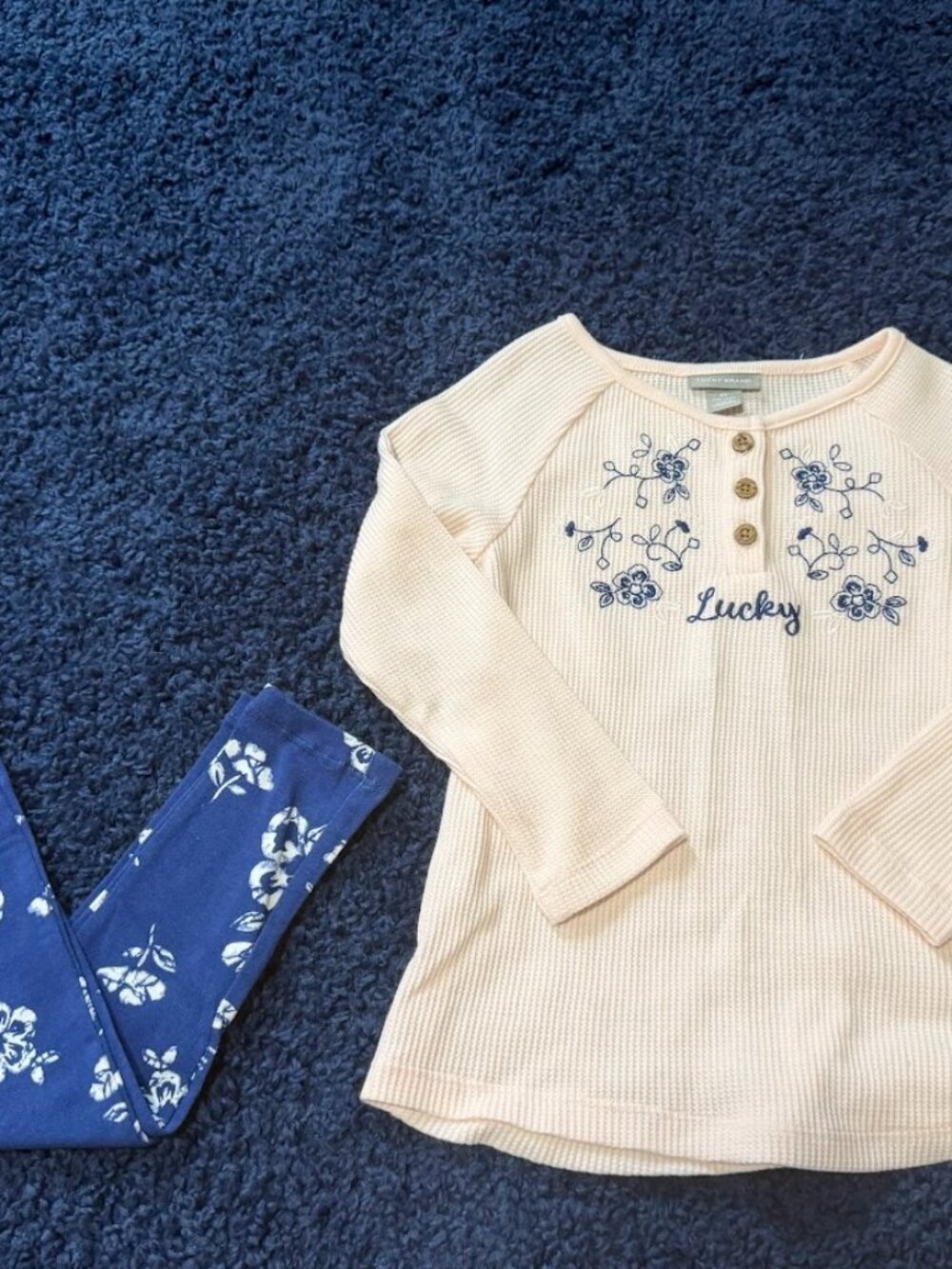 Lucky Brand Girls 2-Piece Floral Outfit – 3T – Pink & Blue